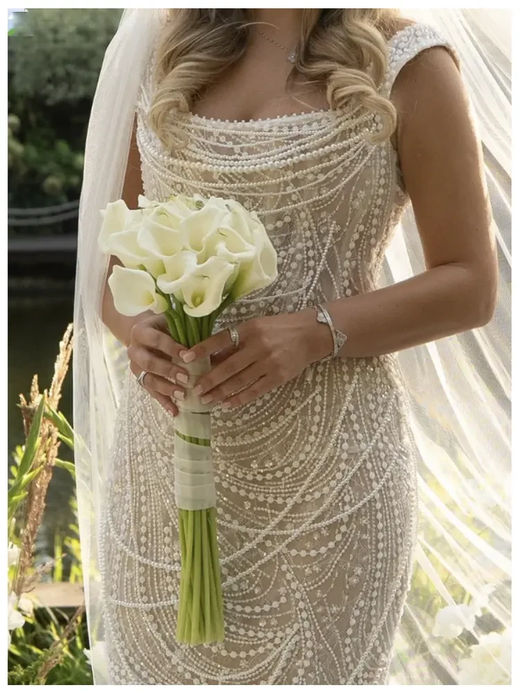 bridal gown with flower