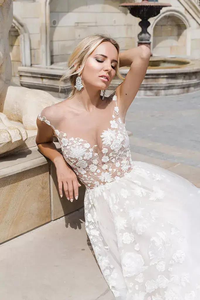 Oksana Mukha Lace and Floral Bridal Gown