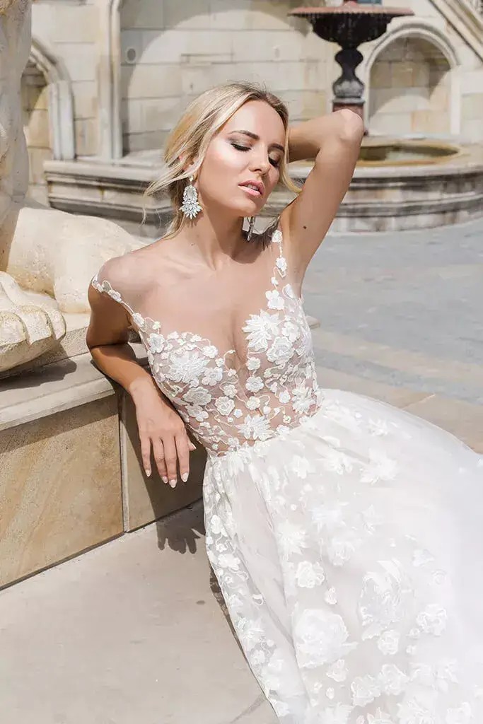 Oksana Mukha Lace and Floral Bridal Gown