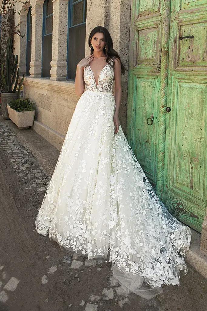 Oksana Mukha Lace and Floral Bridal Gown