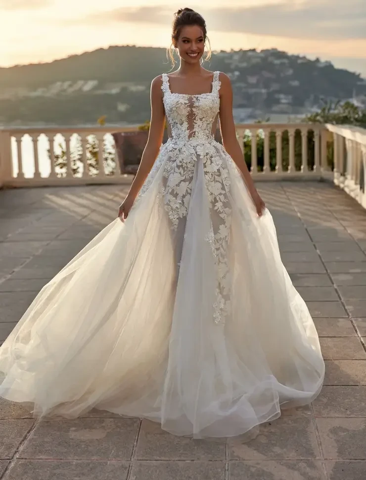 Oksana Mukha Lace and Floral Bridal Gown
