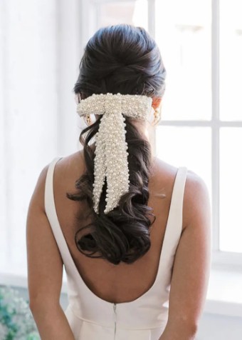 Jennifer Behr Bailey Bow Barrette #3 Pearl thumbnail