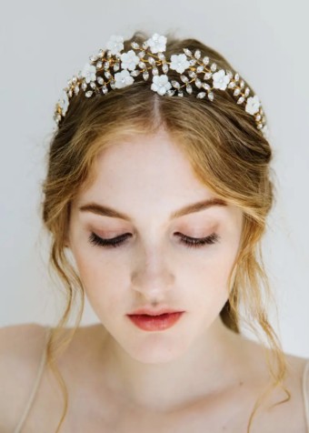 Jennifer Behr Vivienne Tiara #3 Crystal/Antique Gold thumbnail