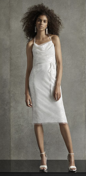 Vera Wang Style# VERA WANG - Sequin T-Back Cowl Dress #0 default Ivory thumbnail