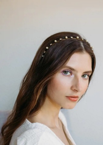 Jennifer Behr #Ines Skinny Headband (Gold) #1 thumbnail
