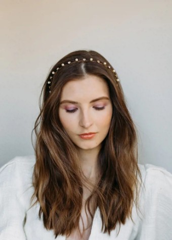 Jennifer Behr #Ines Skinny Headband (Gold) #2 thumbnail