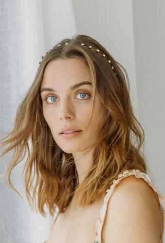 Jennifer Behr #Iva Skinny Headband (Gold) #2 thumbnail