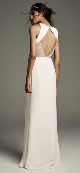 Vera Wang Style# VERA WANG - Open Back Sheath Gown with Illusion Sides #2 default Ivory thumbnail