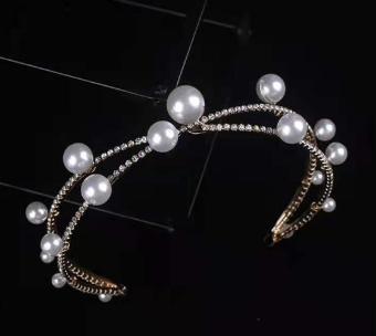 HLEC Style# Bubble Pearl Headband #0 default Gold/White thumbnail