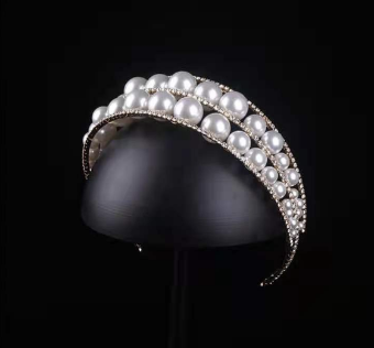 HLEC Style# Double Large Pearl Headband #0 default Gold/White thumbnail