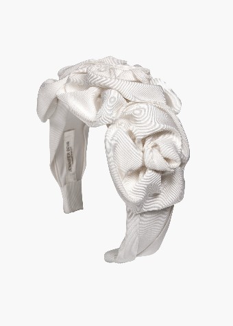 Jennifer Behr Triple Rosette in Silk Faille #2 Cream thumbnail