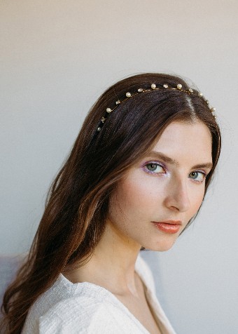 Jennifer Behr Ines Skinny Headband (Gold) #3 Crystal/Antique Gold thumbnail