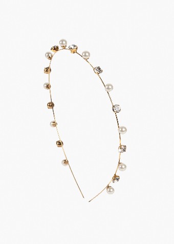 Jennifer Behr Ines Skinny Headband (Gold) #2 Crystal/Antique Gold thumbnail