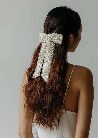 Jennifer Behr BAILEY BOW BARETTE #2 Pearl thumbnail