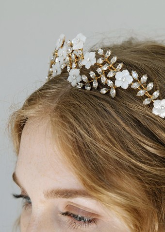 Jennifer Behr Vivienne Tiara #3 Crystal/Antique Gold thumbnail