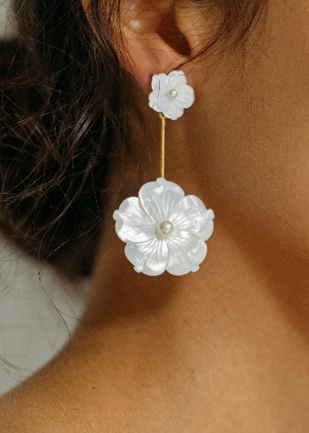 Jennifer Behr Zinnia Earrings #3 Pearl thumbnail