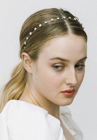 Jennifer Behr Iva Skinny Headband (Silver) #0 default Crystal thumbnail