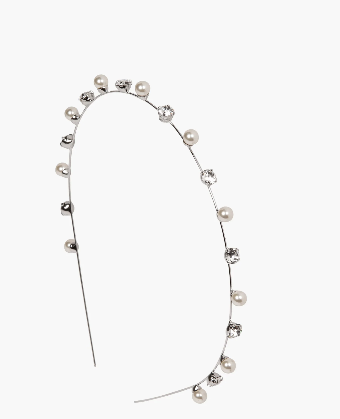 Jennifer Behr Ines Skinny Headband (Silver) #3 Crystal thumbnail