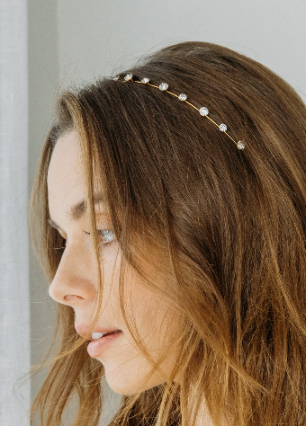 Jennifer Behr IVA SKINNY HEADBAND (GOLD) #3 Crystal/Antique Gold thumbnail
