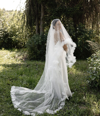 Blammo Biamo Veil 58 - 3D Floral w/ Blusher #9 Ivory thumbnail