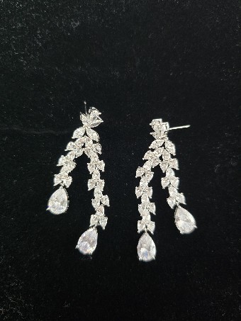 Ansonia Veils & Accessories Style# Double Dangle CZ Earrings #0 default thumbnail