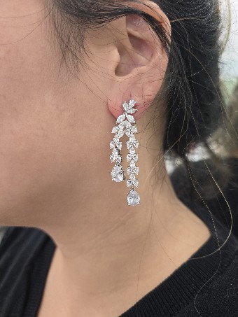 Ansonia Veils & Accessories Style# Double Dangle CZ Earrings #1 default thumbnail