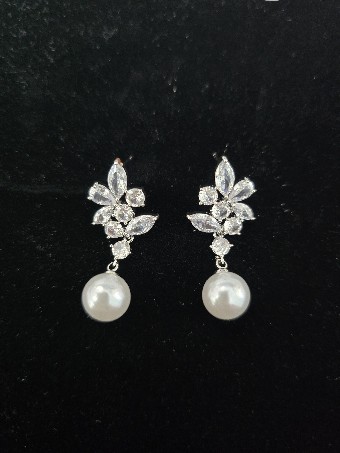Ansonia Veils & Accessories Style# Pearl CZ Earrings #0 default thumbnail