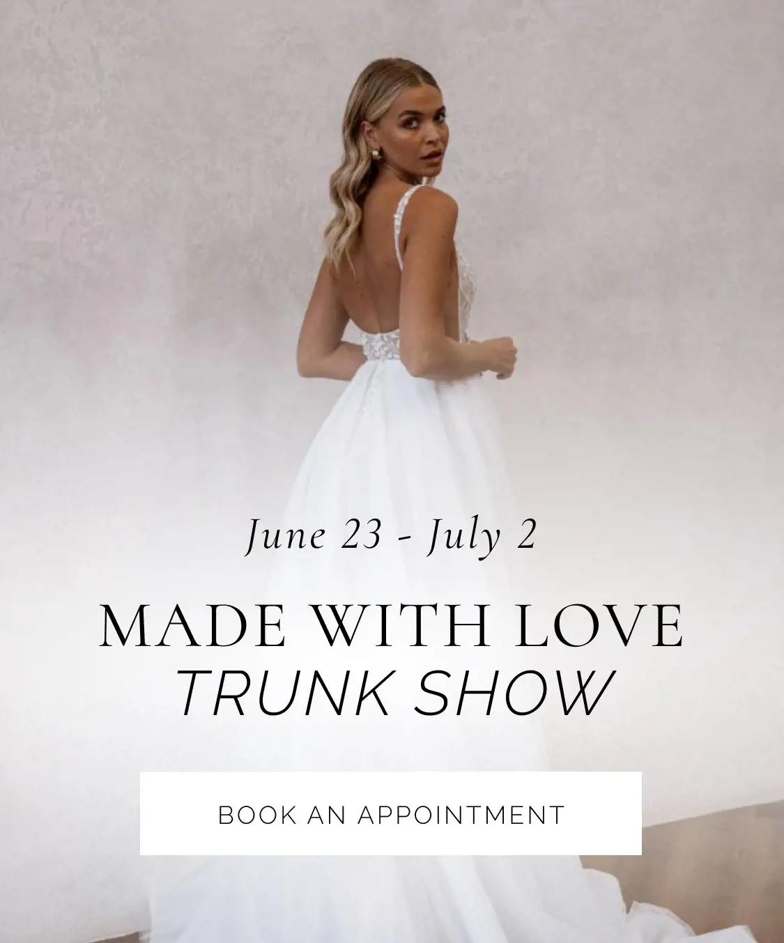 "Made With Love Trunk Show" banner for mobile