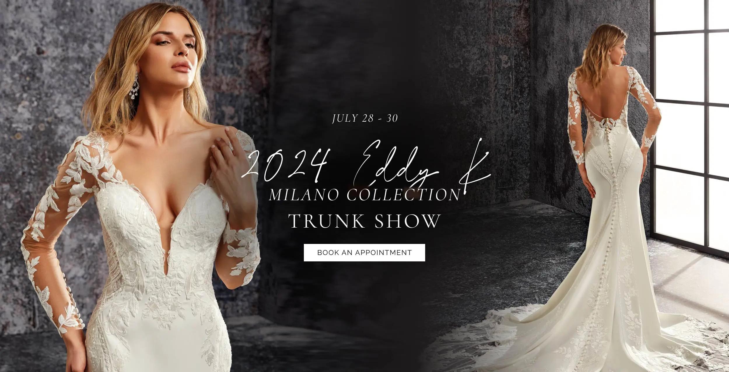 "2024 Eddy K Milano Collection Trunk Show" banner for desktop