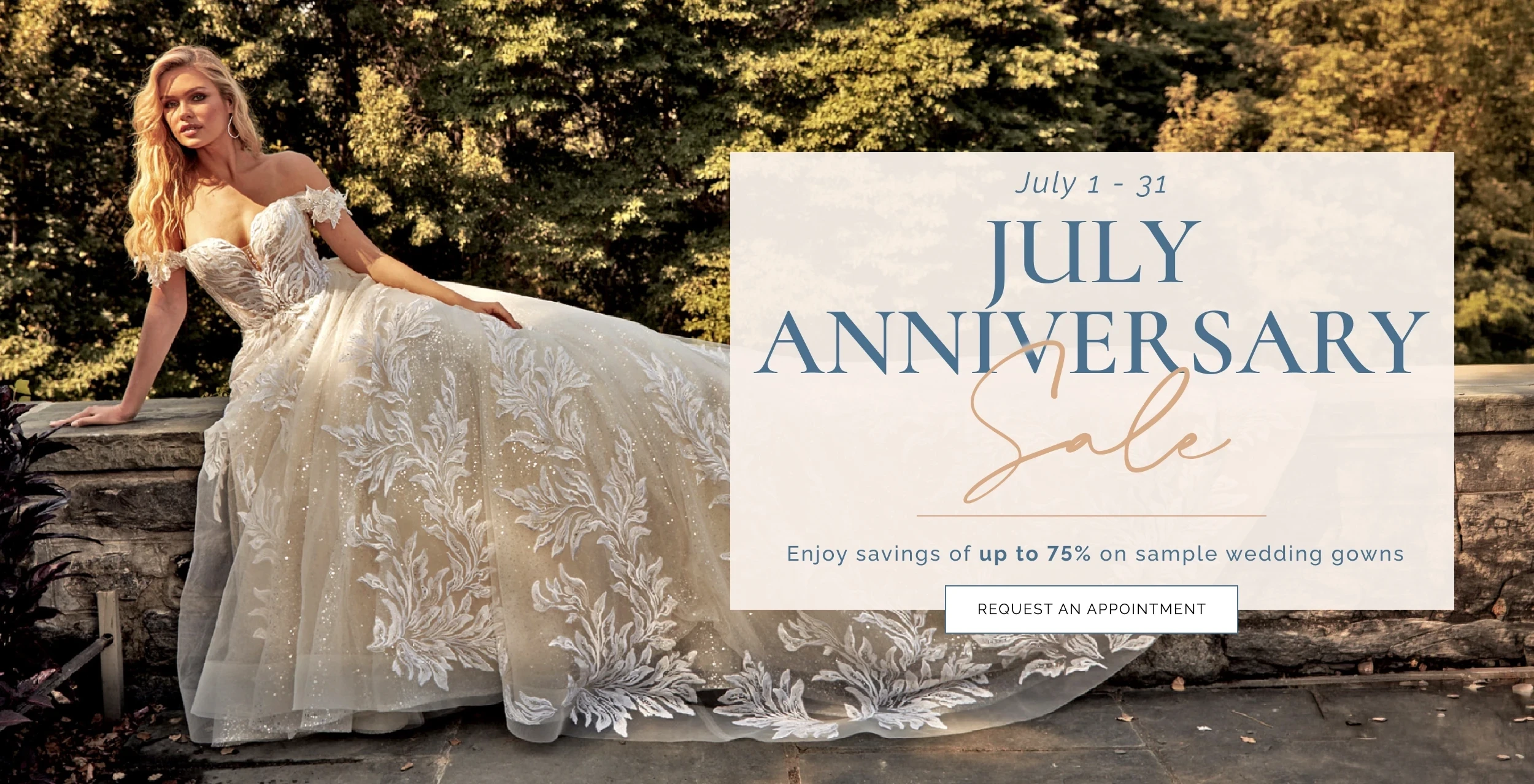 July Anniversary Sample Sale Banner Desktop