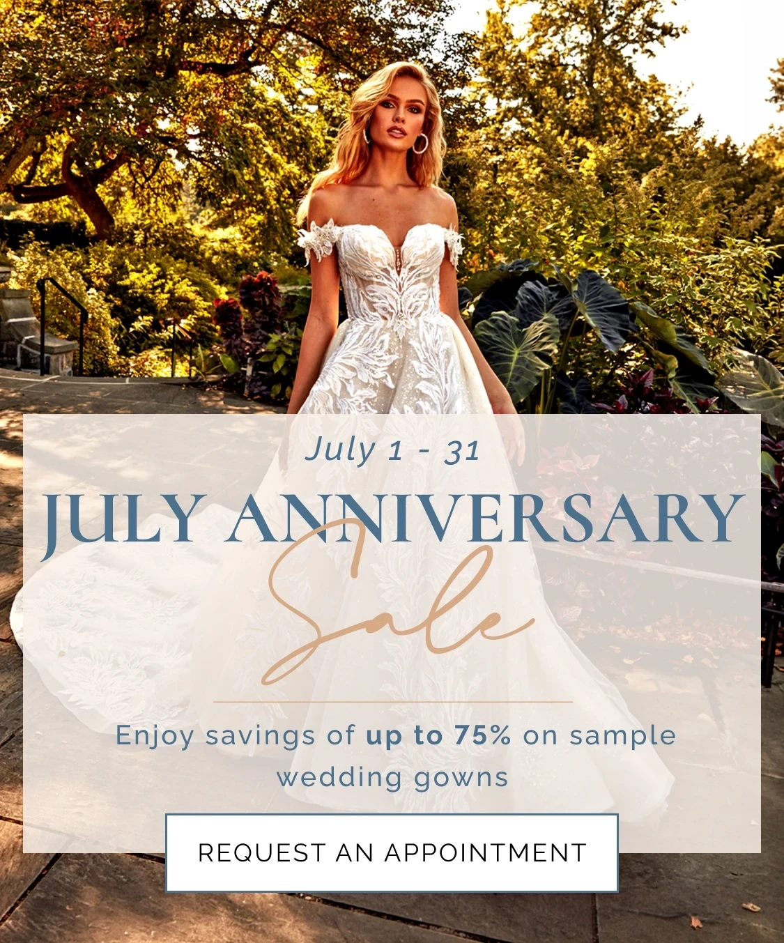 July Anniversary Sample Sale Banner Desktop
